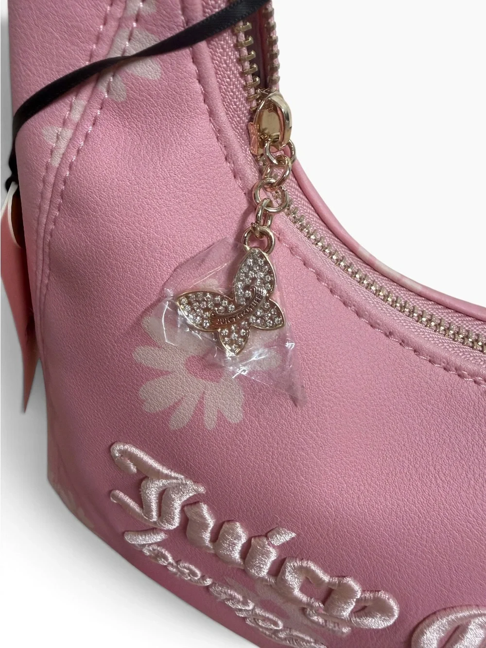 Juicy Couture Daisy For Juicy Pink Hobo Shoulder Bag Floral Logo Charm NWT Purse